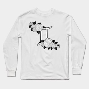 Floral Gemini Astrological Sign Illustration Long Sleeve T-Shirt